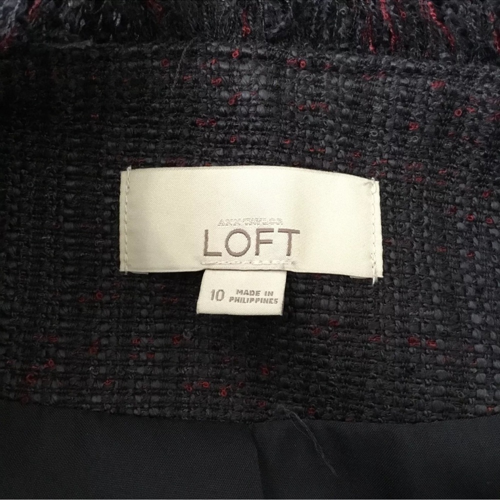 Sz 10 LOFT Women's Long Sleeve Fringe
Tweed Zip Jacket Blazer Gray - Picture 14 of 14